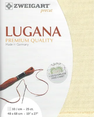 Produktbild von Zählstoff LUGANA Zweigart Precut 25 ct. 3835 Farbe 252 creme, Handarbeitsstoff für Stickerei 48x68 cm
