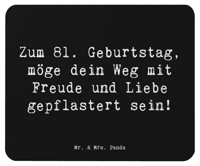 Produktbild von Mr. & Mrs. Panda Mouse Pad Spruch 81. Geburtstag - Schwarz - Geschenk, unvergesslich, handgefertigt, Geburtstagsfeier, mousematte, computer mousepad, Alter, Feier, laptop