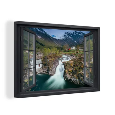 Produktbild von OneMillionCanvasses® - Leinwandbilder - 150x100 cm, Aussicht - Berg - Haus, Wandbilder Kunstdruck Wanddekoration