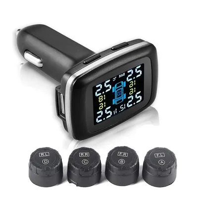 Produktbild von Kabelloses TPMS Reifen-Überwachungssystem 4 Sensoren, Farb-LCD Display, 0-87 PSI, Echtzeitdruck & Temperatur