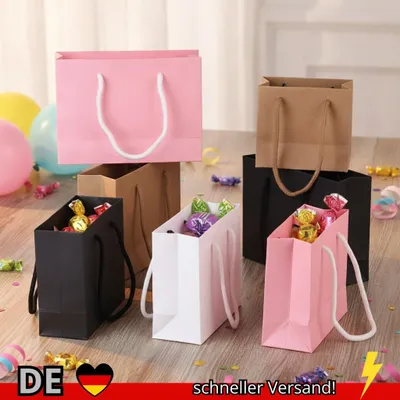Produktbild von 5 10 Stück Schwarze Weiße Rosa Kleine Kraftpapier-Geschenktüten mit