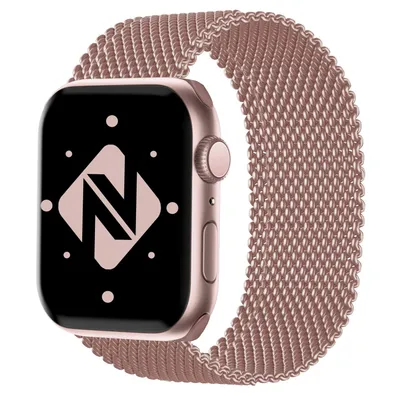 Obrázok produktu pre Náramok pre inteligentné hodinky NALIA Milanaise z nehrdzavejúcej ocele, kompatibilný s náramkami Apple Watch Ultra/SE a modelmi Series 8/7/6/5/4/3/2/1, s priemerom 42 mm, 44 mm, 45 mm a 49 mm, magnetické zapínanie, kov, farba: ružové zlato