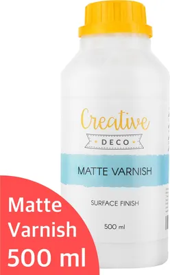 Produktbild von Creative Deco Matt-Lack Firnis | 500 ml Flasche | Oberflächenfinish auf Wasserbasis | Permanenter farbloser Lack | Verwendung im Innen- und Außenbereich | Perfekt für Bastelprojekte und Gemälde