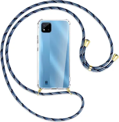 Produktbild von Handykette Backcover-Schutzhülle mit Band (Metall goldfarben) für Realme C11 2021 / C20 / C20A - Blautöne