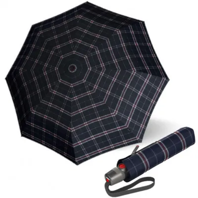 Obrázek produktu pro Knirps KNIRPS T.200 CHECK NAVY - elegantní dámský plně automatický deštník