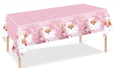 Produktbild von Kersttischdecke - Rechteck groß Plastik Rosa - 137x274cm - Weihnachtsdeko - Winterdinner Tischdecke