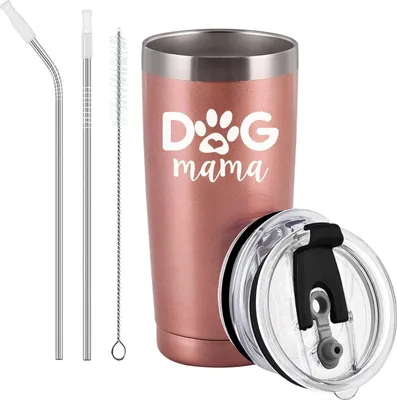 Obrázek produktu pro Livole Mother Dárkový hrnek 20oz z nerezové oceli Dog Mum Camping Mug 600ml