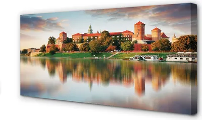 Produktbild von Leinwandbild 120x60 Wandkunst Krakow Schloss Fluss