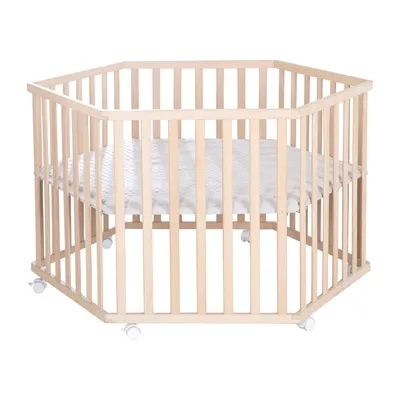 Produktbild von Roba 0232NAG227 Laufgitter 6-eckig Lil Planet grau Buche natur Buche natur 1185x1035x725 mm