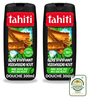 Image de 2 gels douche Tahiti, senteur bois rafraîchissante - 300 ml - Pack économique - 2 pièces