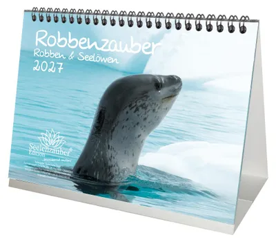 Produktbild von Robbenzauber DIN A5 Tischkalender für 2027 Robben und Seelöwen - Seelenzauber