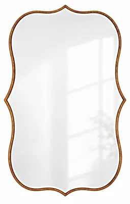Wandspiegel 90x60 cm Vintage Gold, asymmetrisch mit Holzrahmen