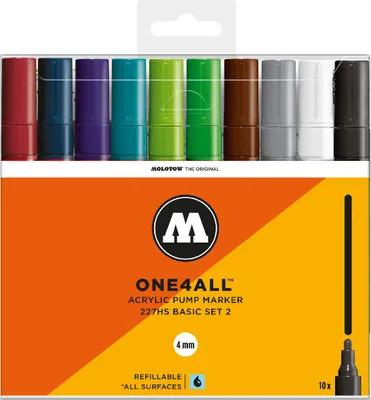 Produktbild von Molotow Acrylmarker ONE4ALL ACRYLIC 227HS 10er Etui, 4 mm, Basic Set 2