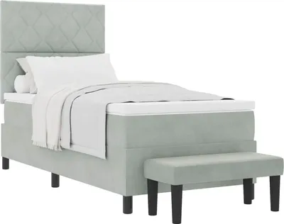 Obrázok produktu pre Posteľ s pružinovým rámom Svetlosivá 190 x 90 cm Zamat