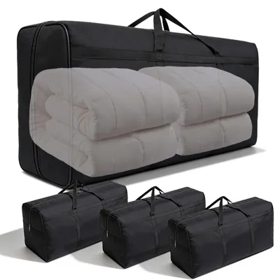 Image de Lot de 4 grands sacs de rangement de 210 litres, avec fermeture éclair et poignées