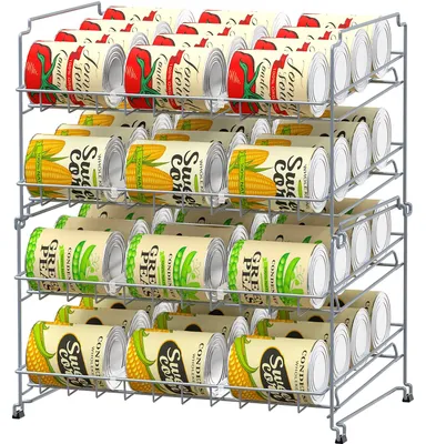 Dosenregal stapelbar 4 Etagen für 48 Dosen silber 43,99x33,02x50,8 cm