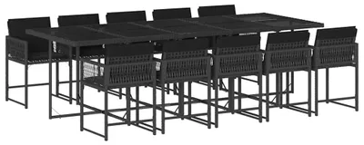 Produktbild von vidaXL 11-tlg. Garten-Essgruppe mit Kissen Schwarz Poly Rattan
