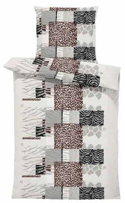 Produktbild von Winter Bettwäsche 155x220 cm Leopard Zebra Tierfell Flausch Warme Fleece