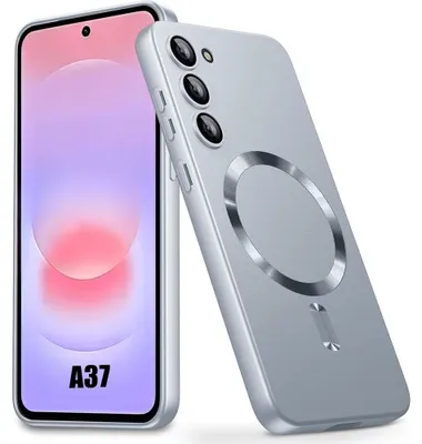 Image de Coque pour Samsung Galaxy A37 5G, Silicone Liquide Slim Anti-Rayures avec Cercle Magnétique Argenté