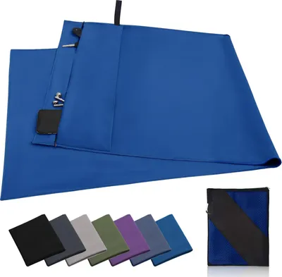 Produktbild von Fitnesshandtuch Mikrofaser 130 x 50 cm, mit Reißverschluss, schnelltrocknend, für Gym