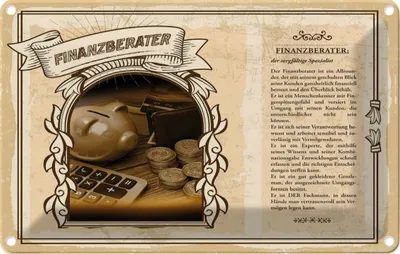 Produktbild von vianmo Blechschild 12x18 cm Finanzberater Beruf Arbeit