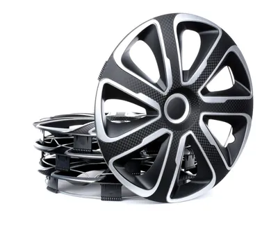 Produktbild von 4x 15" Zoll Radkappen Schwarz/Silber Carbon Radzierblenden Radblenden 15 LIVORNO CARBON S&B ARGO