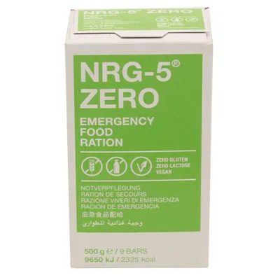 Produktbild von Notverpflegung, NRG-5, ZERO,500 g, (9 Riegel), 7 % MwSt