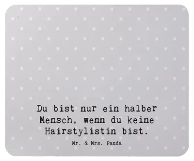 Produktbild von Mr. & Mrs. Panda Mauspad Hairstylistin Herz - Grau Pastell - Geschenk, mousematte, Spruch, laptop, Mousepad, Lustig, Mouse Pad, Friseursalon, mausteppich, Beruf, Witzig