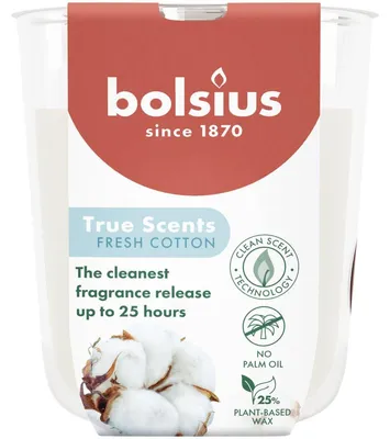 Produktbild von Bolsius Duftkerze im Glas true scents Ø 7,3 cm fresh Baumwolle