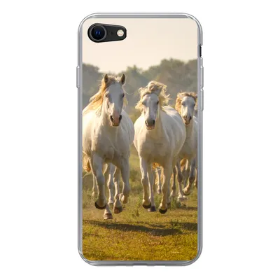 Produktbild von MuchoWow® Handyhülle Schutzhülle Hülle für iPhone 7 Galoppierende weiße Pferde Silikon Softcase Handy Hülle - Kartenhalter