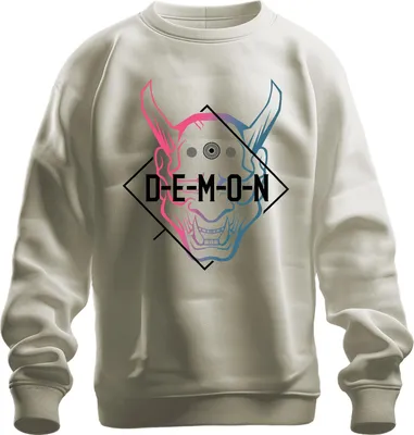 Immagine prodotto di DEMON Oni Maske Halloween Anime Manga Gaming Vaporwave Streetwear Unisex Felpa Pullover, Natur, S
