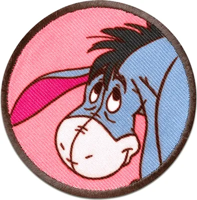 Produktbild von Disney © Winnie The Pooh I Aah Button Kinder - Aufnäher, Bügelbild, Aufbügler, Applikationen, Patches, Flicken, Größe: Ø 6 cm