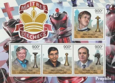 Produktbild von Briefmarken Zentralafrikanische Republik 2012 Mi 3752-3755 Kleinbogen (kompl. Ausgabe) postfrisch Schachspiele