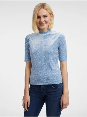 Produktbild von Orsay Hellblaues gemustertes Samttop für Damen M