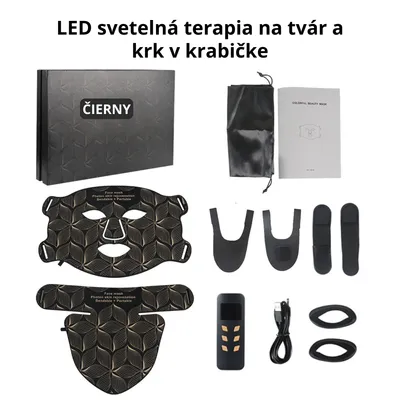 Obrázok produktu pre LED svetelná terapia maska na tvár a krk – 8 farieb červené svetlo & blízke infračervené – Anti-aging, póry, akné & zosvetlenie pleti – Čierna