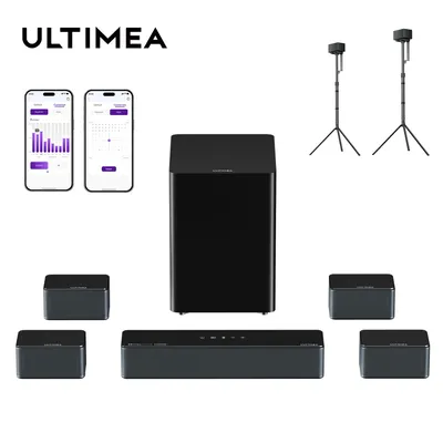 Immagine prodotto di ULTIMEA Poseidon D80: soundbar con altoparlanti, piedistallo per altoparlanti, soundbar a 7.1 canali con Dolby Atmos, subwoofer wireless