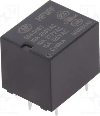 Produktbild von 1x Relais: elektromagnetisch  USpule : 24VDC  10A/277VAC HF3FF/024-1HST Elektromag