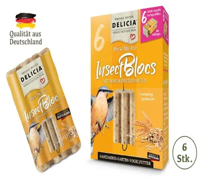 Produktbild von Delicia Pick-me-up Insect Bloc mit Aufhänger Vogelfutter ganzjahres Futter 6 Stück