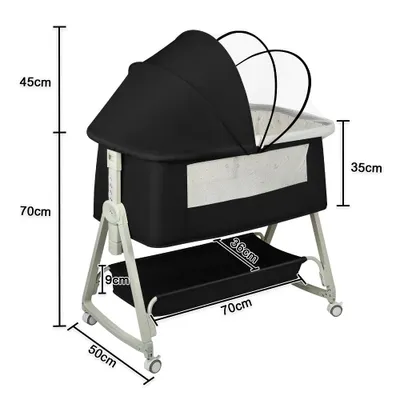 Produktbild von 3 in 1 Beistellbett,Reisebett Baby mit Matratze,Babybett 6 Fach höhenverstellbar mit Aufbewahrungskorb,Faltbares Co-Sleeper für Baby bis 12 Monaten