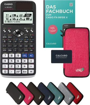 Produktbild von Casio fx-991DE X inkl. Schutztasche Pink & Fachbuch (128 Seiten, DIN A5) – Wissenschaftlicher Rechner  – Smart Set