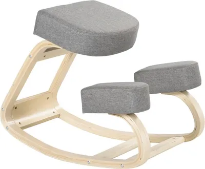 Produktbild von Fortuna Lai Kniestuhl, ergonomischer Sitzhocker, Polsterhocker für gesunde Sitzhaltung, Birkenholz, 120 kg belastbar, Grau