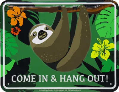 Obrázok produktu pre Plechový nápis Sloth Come In and Hang Out
