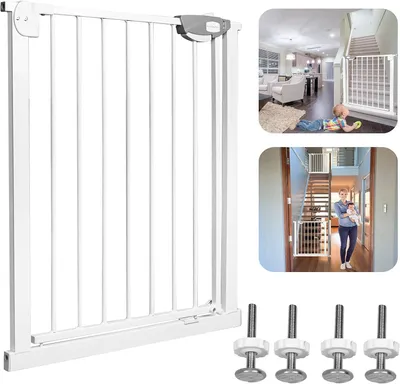 Produktbild von Türschutzgitter Ohne Bohren, 1 Stk, Weiß, Auto-Close 180° Zweiwegeöffnung, Für Kinderzimmer Küche Treppen