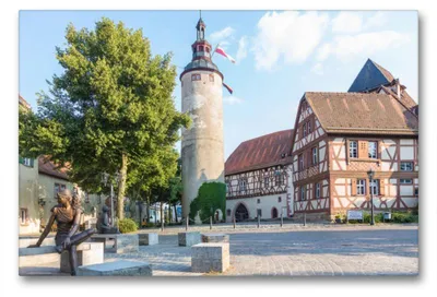 Produktbild von Premium Textil-Leinwand 90x60cm quer Premium Textil-Leinwand 90 cm x 60 cm quer Tauberbischofsheim, Kurmainzisches Schloss | Wandbild, HD-Bild auf Keilrahmen, Fertigbild auf hochwertigem Vlies, Leinwanddruck von N N
