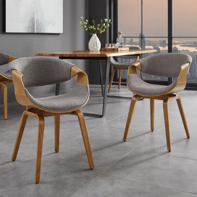 Produktbild von riess-ambiente Retro Stuhl ORGANIC natur grau Eschenholz Strukturstoff abgerundeter Esszimmerstuhl