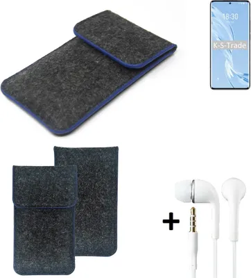 Produktbild von K-S-Trade Handy Schutz Hülle kompatibel mit Meizu 18 Pro Schutzhülle Handyhülle Filztasche Pouch Tasche Case Sleeve Filzhülle dunkelgrau, blauer