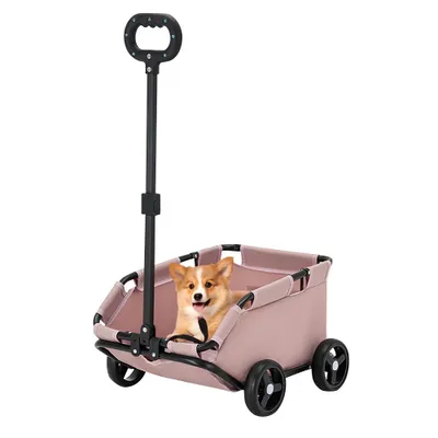 Produktbild von Hundewagen klappbarer Haustierwagen für kleine Hunde und Katzen Tragbar Rosa