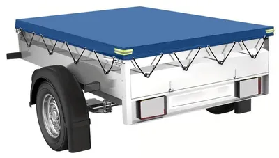 Obrázok produktu pre Plachta na prívesný vozík, 208x114x13 cm, vodeodolná, modrá, materiál 420D Oxford, vhodná pre prívesné vozíky do 750 kg