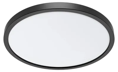 Image de Plafonnier LED rond Braytron, diamètre 23 cm, ultra-plat, 20W, 1600 lumens, réglage de la température de couleur (CCT) 5 en 1, de 2700K à 6500K, couleur noire