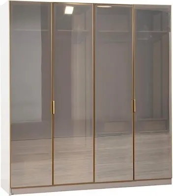Productafbeelding van Moderne garderobekast, beige, functioneel, kast voor de slaapkamer, meubel met 4 deuren